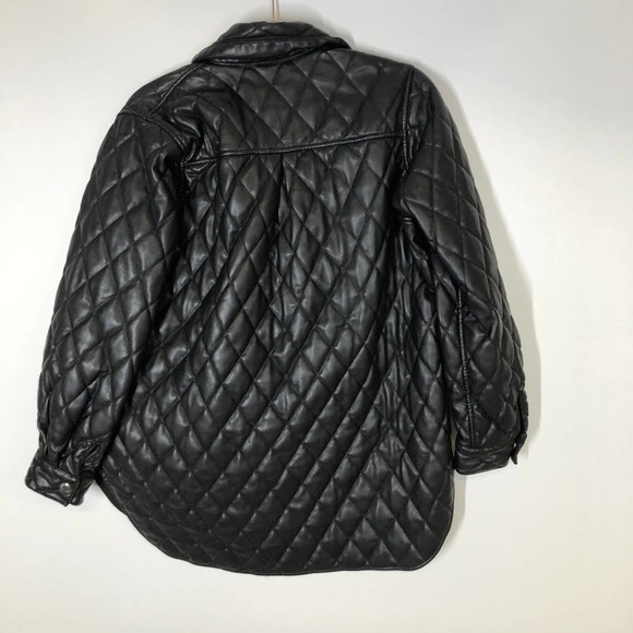 Maje Baneta Quilted Faux Leather Jacket Long Sleeve Solid Black 40 Large - Picture 6 of 12